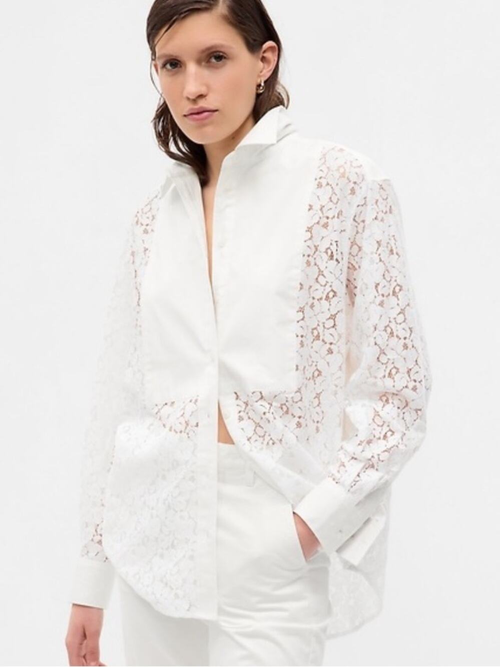 GAP White Lace Eyelet Oversized Big Shirt